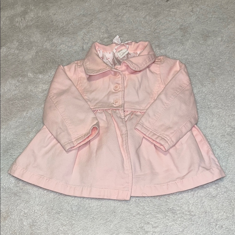 H&m pink light jacket 100% cotton button up 6-9 months